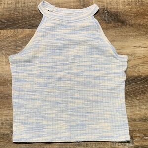 Arizona Jean Company Light Blue & White High-Neck Ribbed Tank
